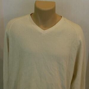 Tasso Elba Island Sweater Cream Large Men's Ivory V-neck Long Sleeve Career Top